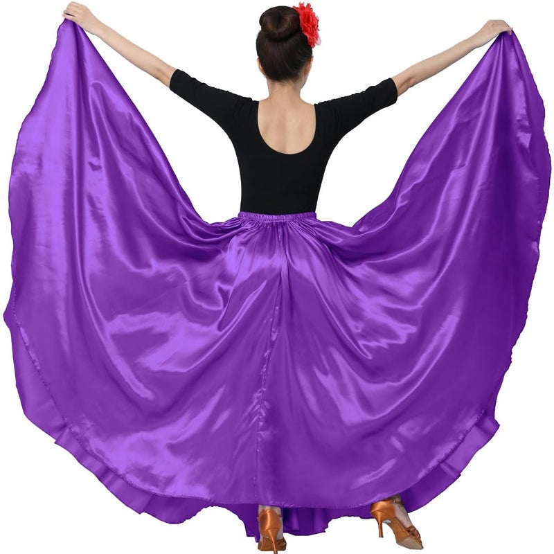 Sancan Women Full Ankle Length Retro Long Maxi Skirt for Dance Gypsy Costume Church Praise Worship Celebration Party Cosplay (Purple) - Image 2